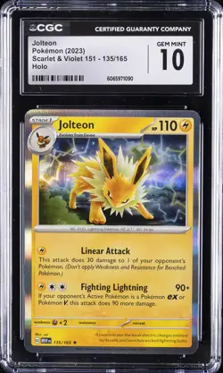 2023 POKEMON SCARLET & VIOLET 151 #135 JOLTEON HOLO CGC 10 GEM MINT - Image 1