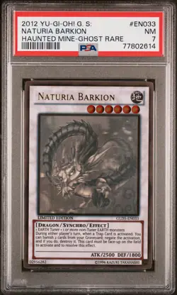 Yugioh Naturia Barkion GLD5-EN033 Ghost Rare PSA 7 - Image 1