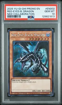 2025 YU-GI-OH! NIKE COLLABORATION PROMO #EN002 RED-EYES BLACK DRAGON PSA 10 - Image 1
