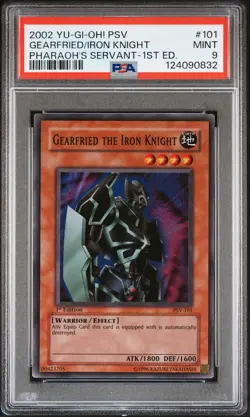 2002 YU-GI-OH! PHARAOHS SERVANT 1ST EDITION #101 GEARFRIED THE IRON KNIGHT PSA 9 - Image 1