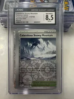 MISCUT CGC 8.5 ERROR Calamitous Snowy Mountain 174/193 Reverse Holo Pokemon Card - Image 1