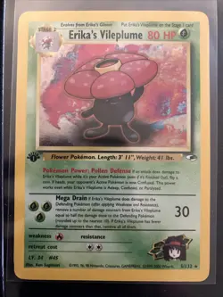 🍄Erika's Vileplume 005/132 Gym Heroes 1st Ed Holo - Pokemon TCG Single Card LP - Image 1