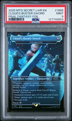2025 MTG SECRET LAIR DROP FINAL FANTASY: WEAPONS-FOIL CLOUD'S BUSTER SWORD PSA 9 - Image 1