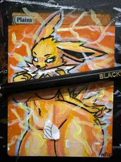 MTG Altered Art Anime Jolteon Pokemon Hand Painted - Image 1