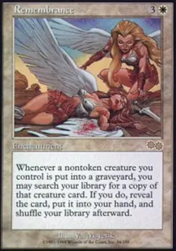 Remembrance Magic mtg Heavy Play, English Urza's Saga x1 - Image 1