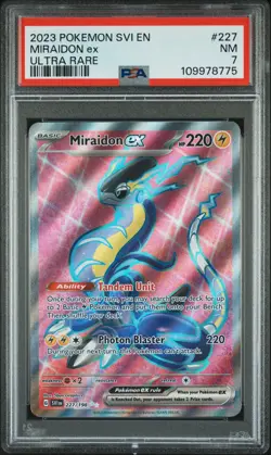 2023 POKEMON SVI EN-SCARLET & VIOLET ULTRA RARE #227 MIRAIDON EX PSA 7 - Image 1