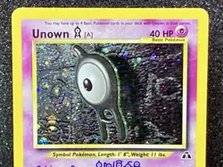 Unown [A] 14/75 ~ Neo Discovery Unlimited 2001 WotC Holo Pokemon Card **Inked** - Image 2