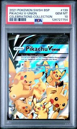 2021 POKEMON SWSH PROMO CELEBRATIONS COLLECTION #139 PIKACHU V-UNION PSA 10 - Image 1