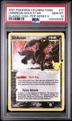 2021 POKEMON CELEBRATIONS CLASSIC COLLECTION#17 UMBREON-GOLD STAR PSA 10 - Image 1