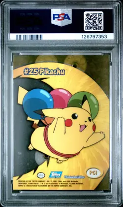 2000 TOPPS POKEMON TV ANIMATION CLEAR CARDS #PC1 PIKACHU PSA 9 - Image 2