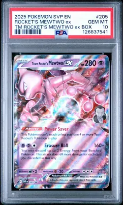 2025 Pokemon Team Rocket's Mewtwo EX Holo Black Star Promo Mewtwo EX Box PSA 10 - Image 1
