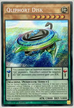 NECH-EN024 Qliphort Disk - Secret Rare 1st Edition Near Mint YuGiOh Card - Image 1