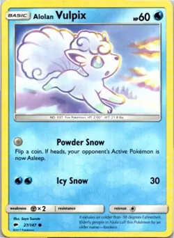Alolan Vulpix #27/147 Pokemon SM - Burning Shadows Lightly played - Image 1
