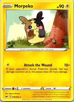 Morpeko 078/202 Rare SWSH01: Sword & Shield Base Set NM Pokemon - Image 1