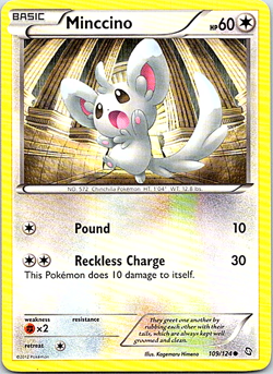 Minccino 109/124 Pokemon BW Dragons Exalted Regular Light Play - Image 1