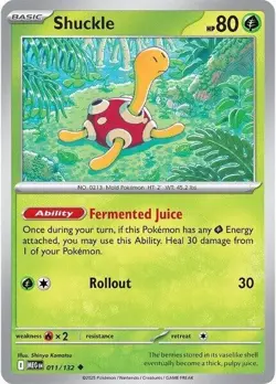 2025 Pokemon TCG - Shuckle 011/132 - Mega Evolution - Regular Uncommon - NM - Image 1