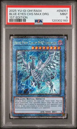 2025 YU-GI-OH! RA04-QUARTER CENTURY STAMPEDE BLUE-EYES CHAOS MAX DRAGON PSA 9 - Image 1