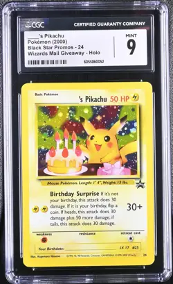 CGC 9 MINT ____'s Birthday Pikachu Black Star Promo 24 Holo Pokemon Card - Image 1