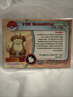 Pokemon Card - Growlithe #58 - Topps Chrome - Image 2