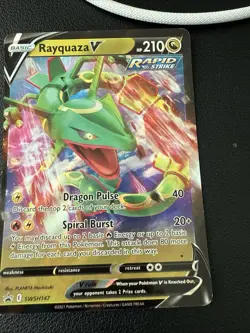 Pokemon TCG Rayquaza v Rapid Strike Ultra Rare Card 210 HP - Image 1
