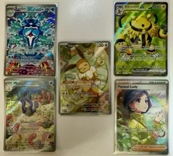 Pokemon TCG Full Art IR Trainer Card LOT Of 5 Cards NM Eevee Wugtrio Palafin - Image 1