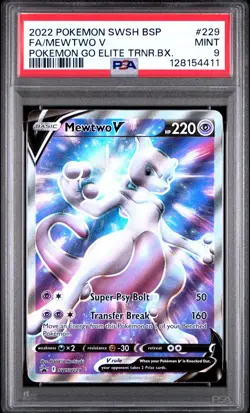 Mewtwo V SWSH229 2022 Pokemon Go ETB Full Art Black Star Promo PSA 9 MINT Card - Image 1