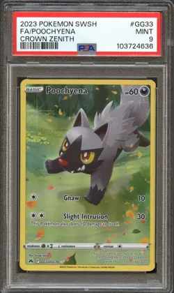 PSA 9 MINT POOCHYENA GALARIAN GALLERY GG33/GG70 CROWN ZENITH 2023 POKEMON TCG - Image 1