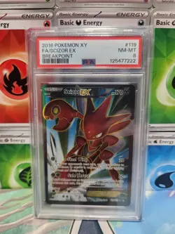 2016 Pokemon XY Breakpoint Full Art Scizor #119/122 EX PSA 8 - Image 1
