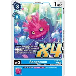 4x Sangomon BT19-017 Release Special Booster 2.0 Uncommon Digimon Card Game NM - Image 1