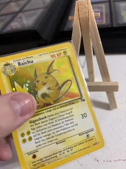 Pokemon TCG Raichu Fossil Holo Rare Card 14/62 Unlimited Vintage w/ swirl - Image 2
