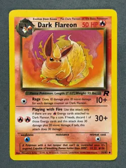 Dark Flareon 35/82 Base Set Team Rocket UNCOMMON Basic Pokemon Card 2000 NM - Image 1