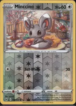 Minccino 146/202 Pokemon Sword & Shield Base Set Reverse Holo Common Card - Image 1