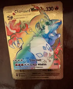 Charizard VMAX Rainbow Gold Metal Card Collectible Gift/Display - Image 1