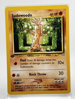 Sudowoodo 77/111 First 1st Edition Pokemon Card 2000 Neo Genesis LP - Image 1