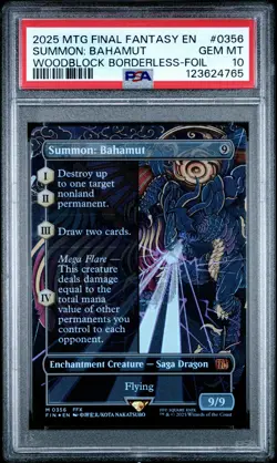 4765 Summon: Bahamut 2025 MTG Final Fantasy #0356 Woodblock Foil PSA 10 - Image 1