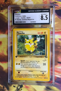 1999 Pokemon Jungle 1st Edition Pikachu Wizard Stamp Duelist Magazine CGC 8.5 - Image 1