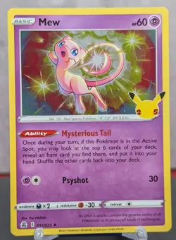 Pokemon Celebrations Mew #011/025 25th Anniversary Set Holo Rare - Image 1