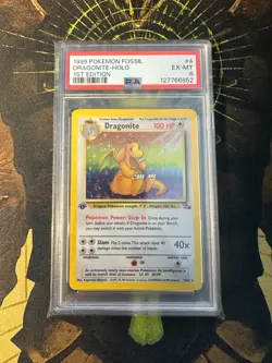 Pokemon Dragonite 4/62 Fossil 1st Edition Vintage Holo PSA 6 - Image 1