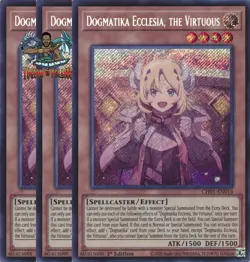 Yugioh! 3x Dogmatika Ecclesia, the Virtuous CH01-EN014 Secret Rare 1st Ed NM - Image 1