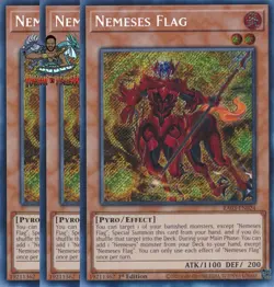 Yugioh! 3x Nemeses Flag RA03-EN024 Secret Rare 1st Ed NM - Image 1
