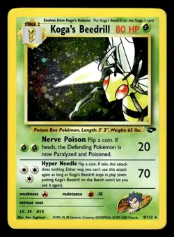 Koga's Beedrill 9/132 Holo Rare Gym Challenge Set Pokemon Card - Image 1