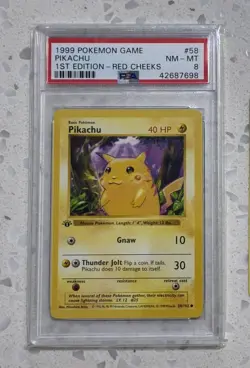 1st Edition Shadowless 1999 - Red Cheeks Pikachu - PSA 8 NM - Mint Pokemon Card - Image 3