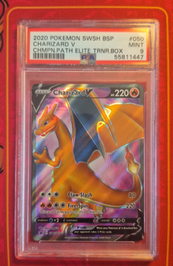 CHARIZARD V SWSH050, PSA 9 MINT, 2020 POKEMON CARD GAME, ELITE TRAINER BOX - Image 1