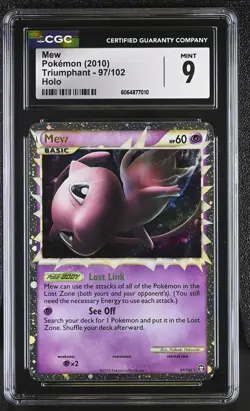 CGC 9 MINT Mew Prime 2010 Triumphant 97/102 Holo Pokemon Card - Image 1