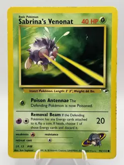 Sabrina’s Venonat 96/132 Gym Heroes Unlimited Common Pokemon TCG - MP - Image 1