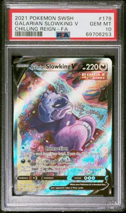 Pokemon Galarian Slowking V 179/198 Chilling Reign Full Alt Art Graded PSA 10 NM - Image 1
