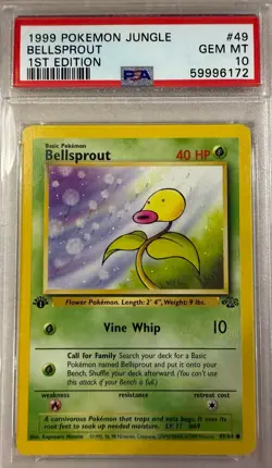 1999 POKEMON JUNGLE 1ST ED PSA 10 BELLSPROUT #49 - Image 1