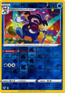 Galarian Mr. Rime 036/189 Darkness Ablaze Pokemon Reverse Holo Foil Rare - Image 1