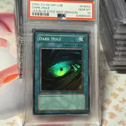 Yugioh Dark Hole LOB-EN052 Super Rare PSA 10 GEM MINT original EN Print - Image 3