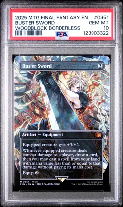 3322 Buster Sword 2025 Magic: The Gathering Final Fantasy #0351 Woodblock PSA 10 - Image 1